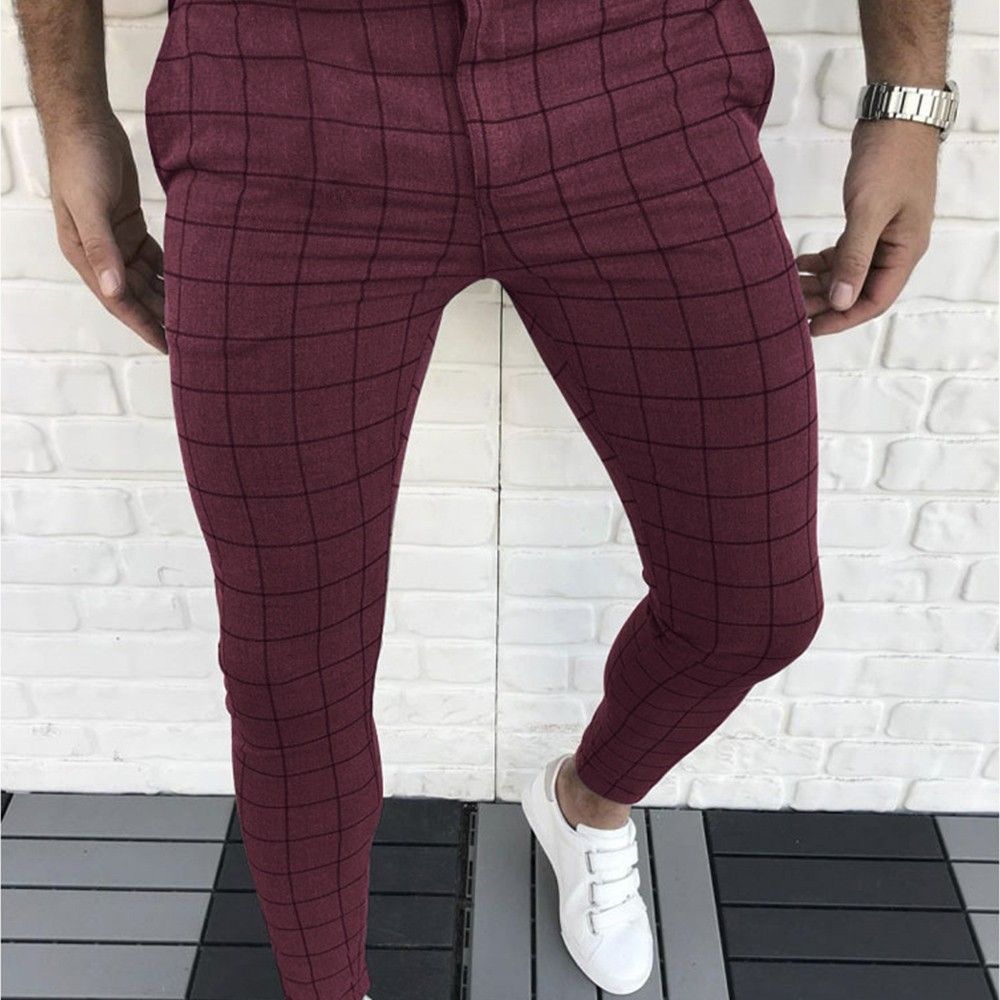 Maroon online checkered pants