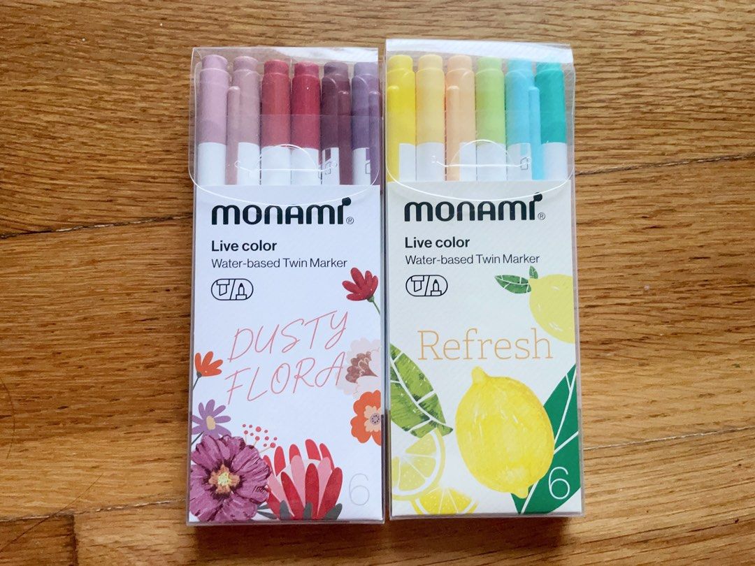 Monami Live Color Twin Marker - Chisel / Fine - Refresh - 6 Color Set