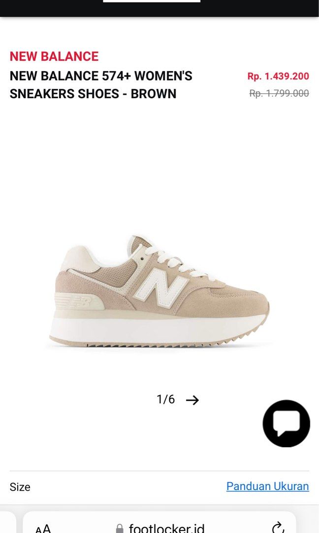 New Balance 574+ brown, Fesyen Wanita, Sepatu di Carousell