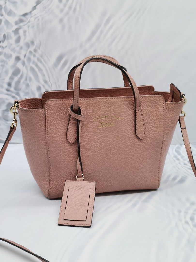 NEW YEAR SALE GUCCI PINK LEATHER SMALL TOTE HANDLE BAG WITH STRAP