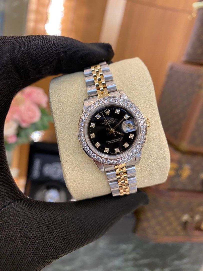 NEW YEAR SALE ROLEX LADY DATEJUST HALF 18K YELLOW GOLD DIAMOND