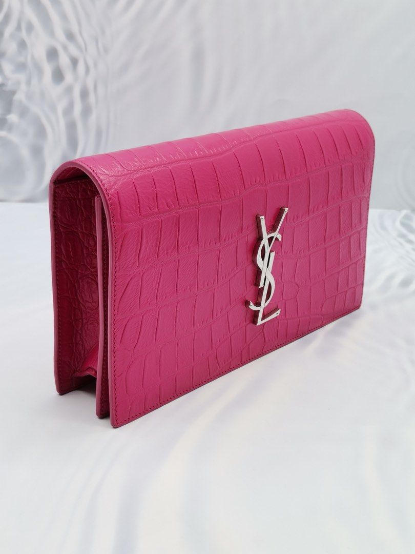 Ysl pink clutch best sale bag