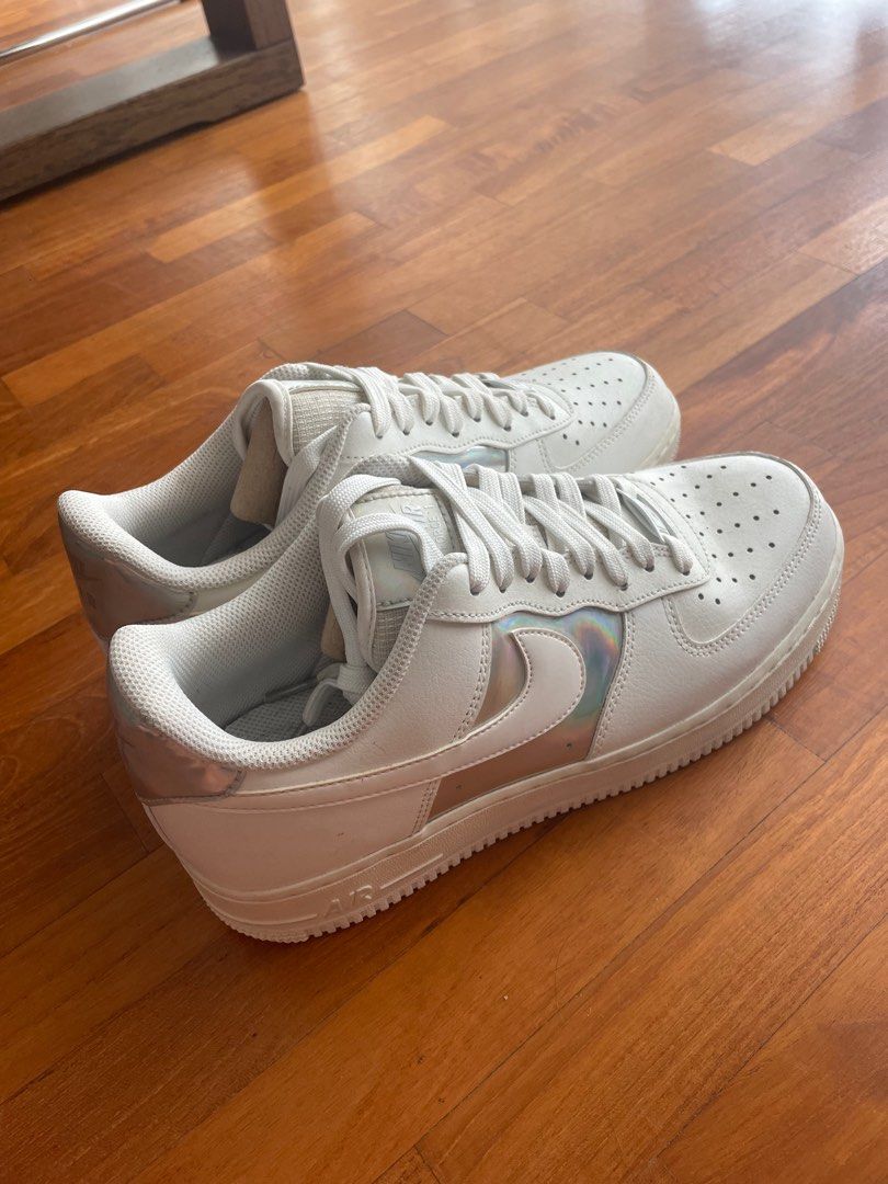 Nike Air Force 1 Trainers Holographic White Women s Fashion Footwear Sneakers on Carousell