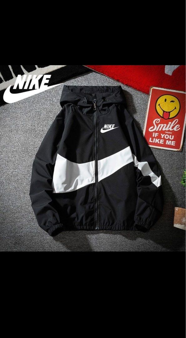 White and black nike rain jacket sale
