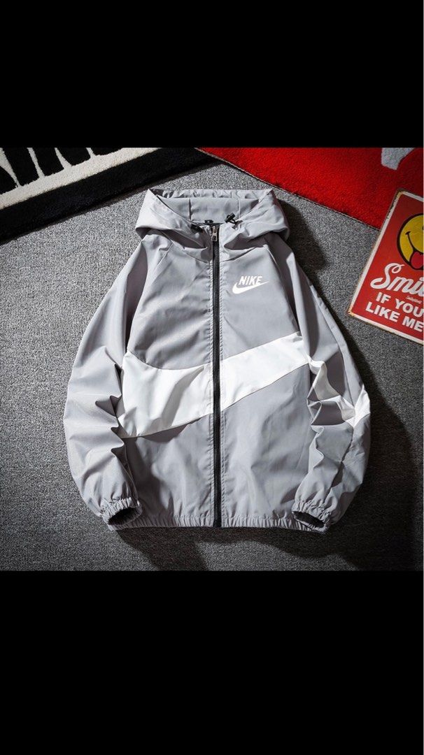 White and online gray nike windbreaker