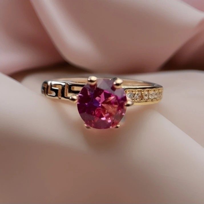 Gold ring cheap with pink stone