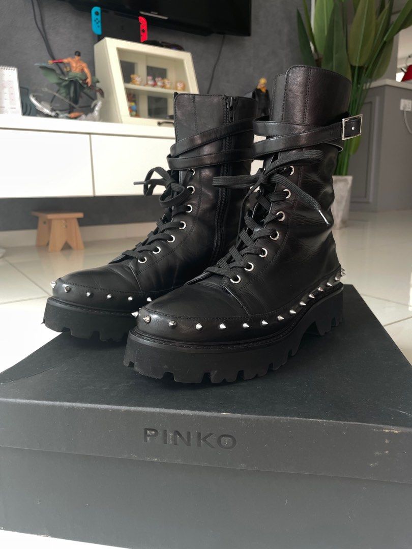 Pinko biker boots 39 Women s Fashion Footwear Boots on Carousell