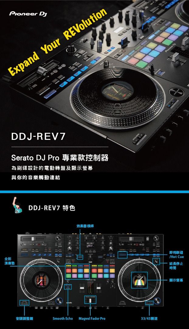 Pioneer DJ DDJ-REV7 Two-Channel Scratch Style DJ Controller For Serato