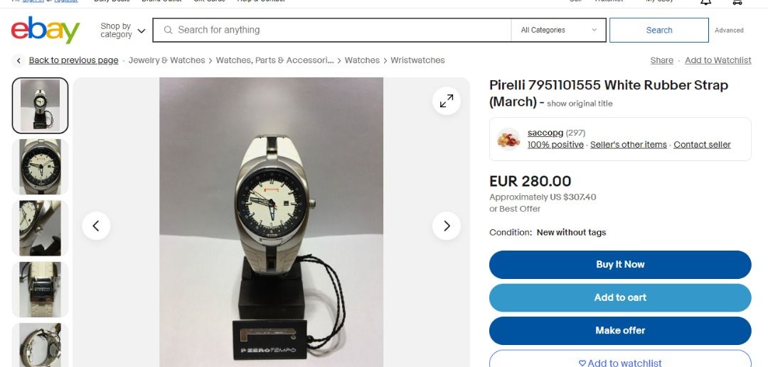 Pirelli PZERO Watch Quartz Swiss 32mm (Category: Luxury Watches) located in Manila. Submitted by switchhaz (Listing ID 1275922156, Image 2). Description: Pirelli PZERO Watch 32mm 34mm with crown RARE Hard to find piece UNISEX Quartz Movement Swiss Made 100% Authentic All original parts Water Resistant 100M Sapphire Crystal With free original pirelli watch band crocodile white with complete pirelli clasp issue watch needs cleaning and battery repl