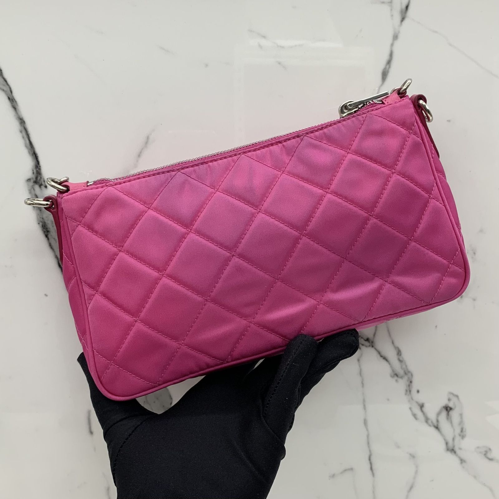 PRADA 1BH026 PINK NYLON CHAIN 2 WAY BAG 237045841 AL Luxury Bags Wallets on Carousell