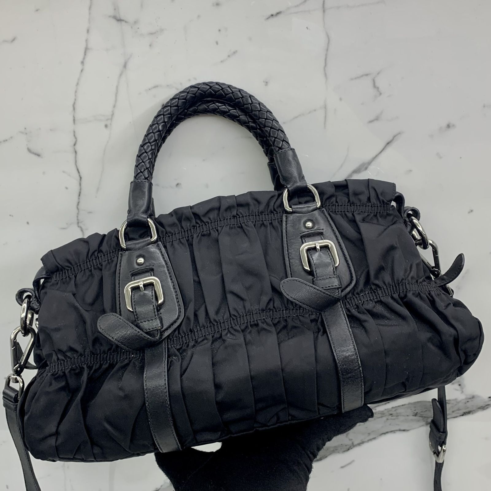 Prada braided handle bag best sale