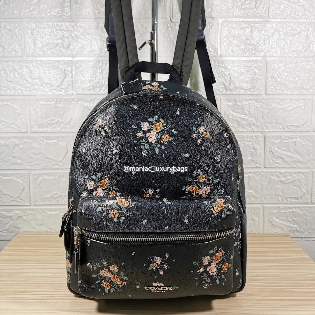 Preloved Backpack COACH *Medium Charlie Backpack with Rose Bouquet Print