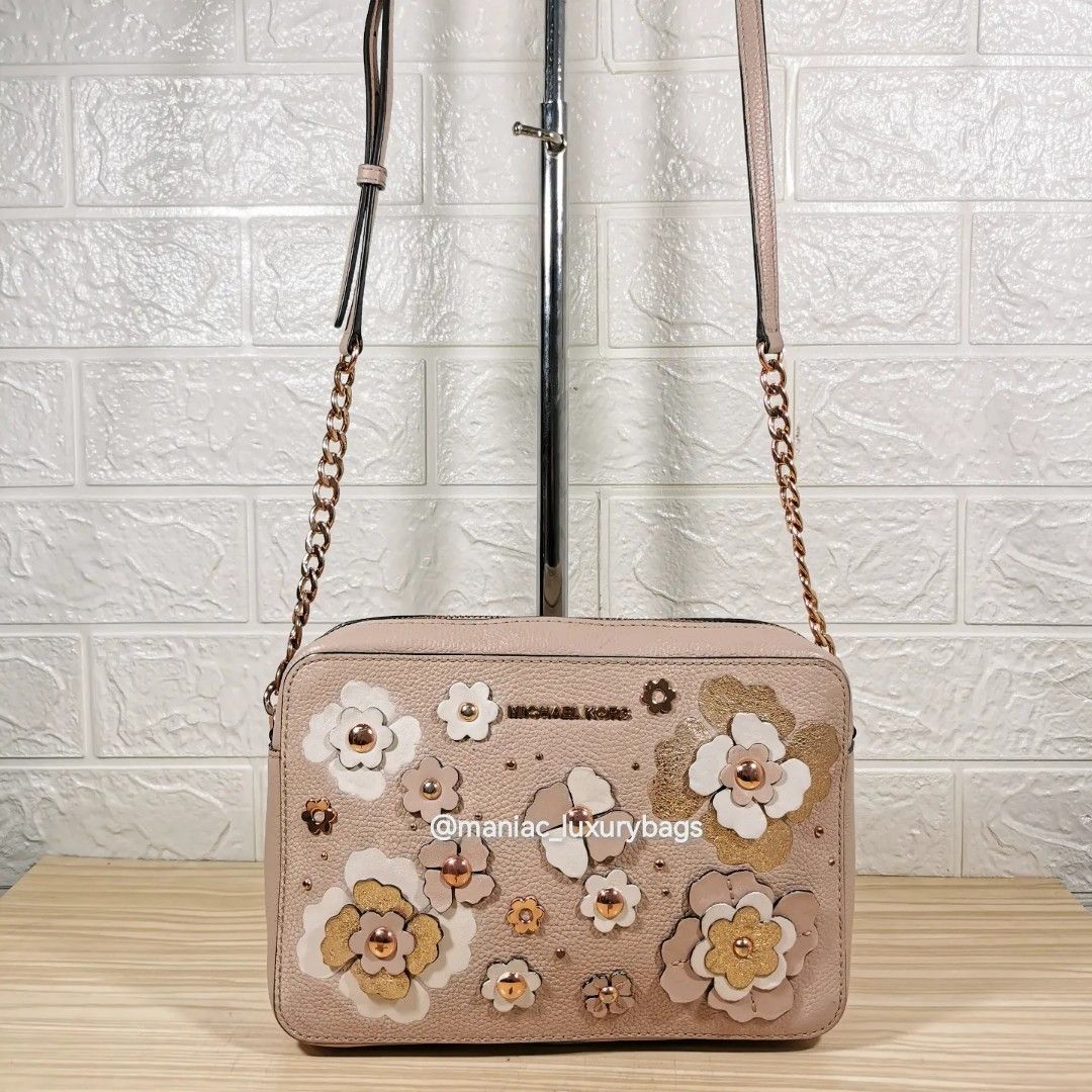 Preloved Crossbody MICHAEL KORS JET SET Floral Embellished Crossbody Bag