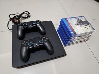 PS4 Slim 500GB with 2 Controllers and Multiple Games