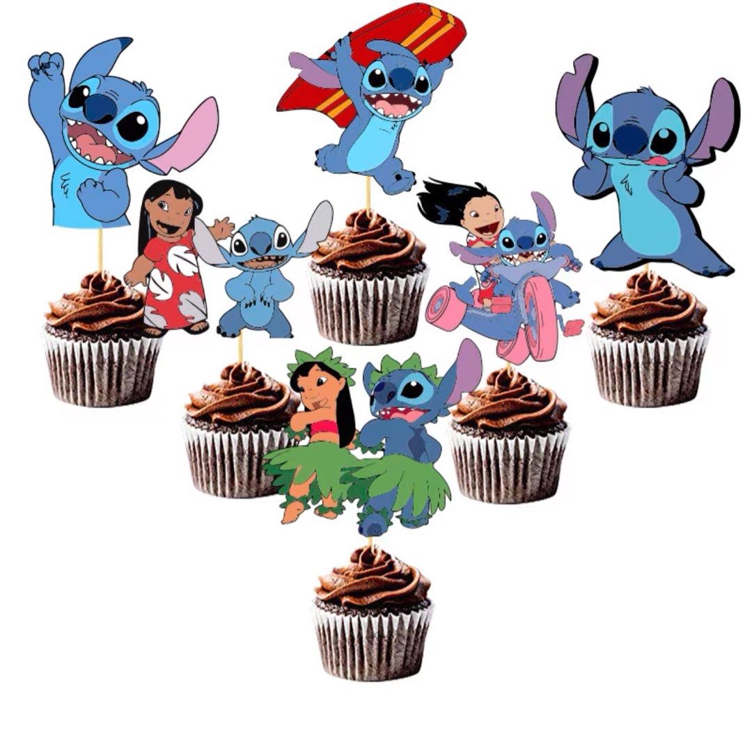 Ready Stock] 24Pcs/Pack Stitch (Lilo & Stitch) Cupcake Toppers ( Any 2 Pack  $7), Hobbies & Toys, Stationery & Craft, Occasions & Party Supplies on  Carousell