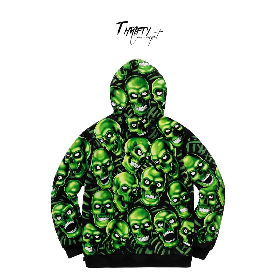 S * p r * m * SS18 Skull Pile Hoodie (Green colorway), Men's ...