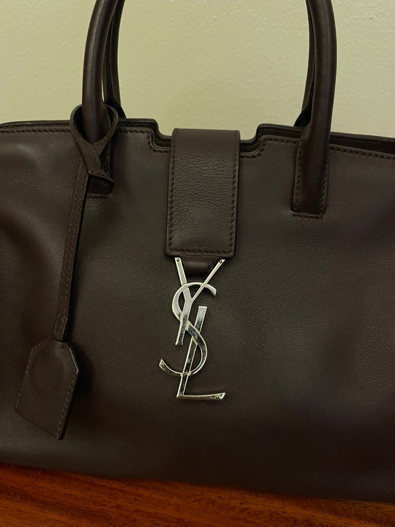 SAINT LAURENT Smooth Calfskin Crocodile Embossed Baby Monogram