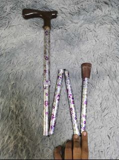 Silver Floral Collapsible Walking Stick