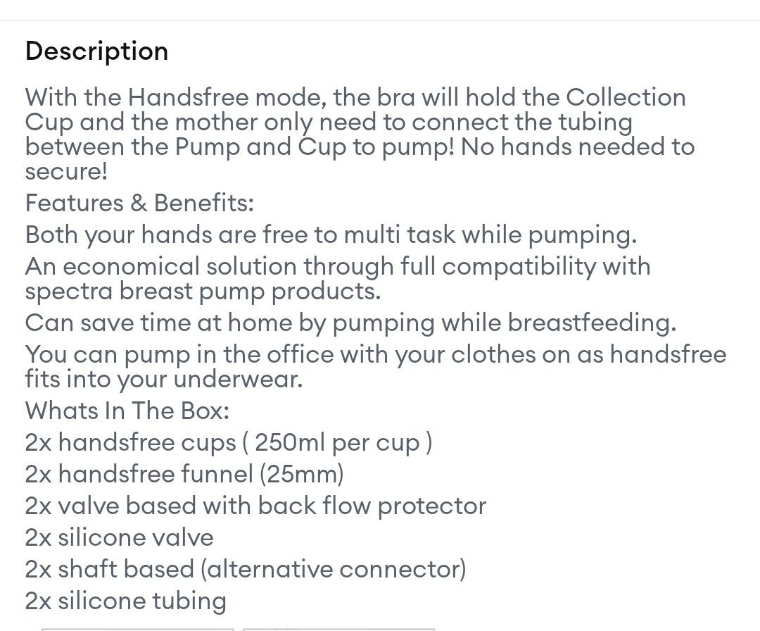 Spectra Handsfree Cup (25mm X 2), Babies & Kids, Nursing & Feeding,  Breastfeeding & Bottle Feeding on Carousell