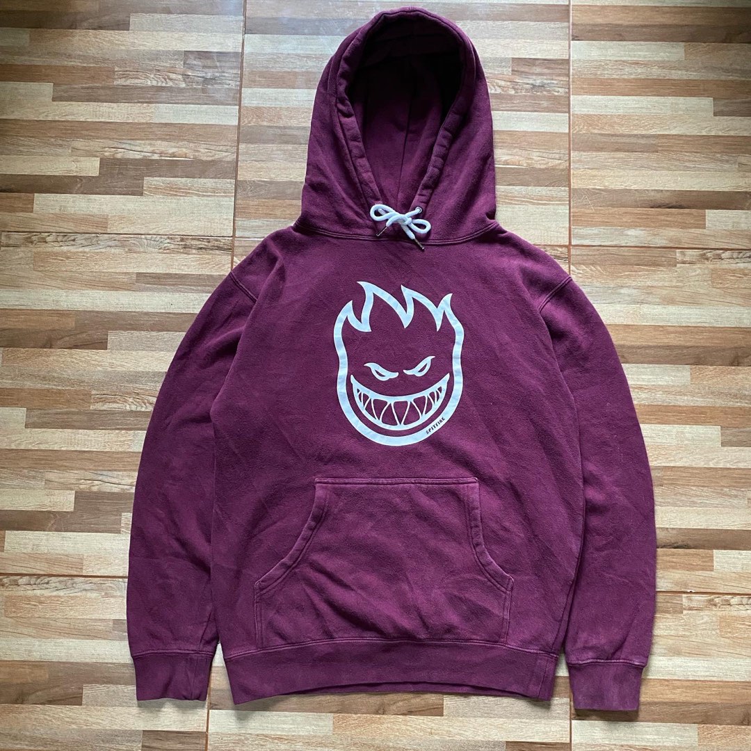 Spitfire Bighead Hoodie Maroon Fesyen Pria Pakaian Atasan di