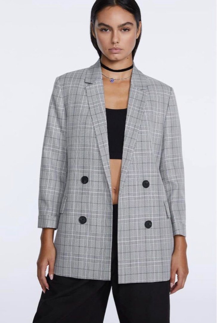 Stradivarius checked blazer hotsell