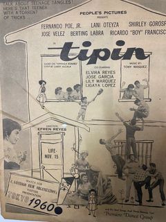 tipin - Strip by National Artist LARRY ALCALA - FPJ Fernando Poe, Jr. Berting Labra Based on Hiwaga Komiks Efren Reyes - Vintage Vtg Magazine Clippings Newspaper 1957 Movie wall design