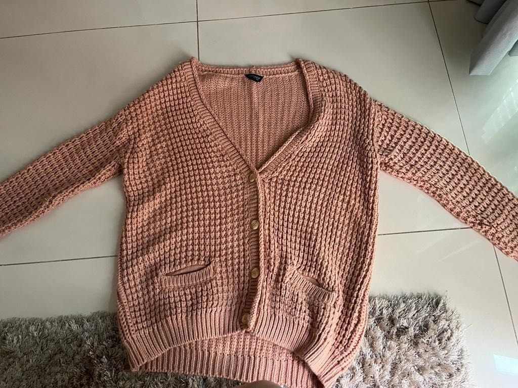 Topshop pink knit jumper cardigan sweater Women s Fashion Coats