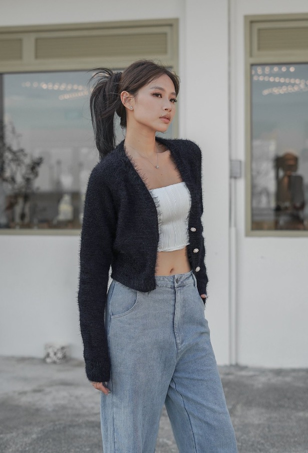 Fuzzy cardigan clearance
