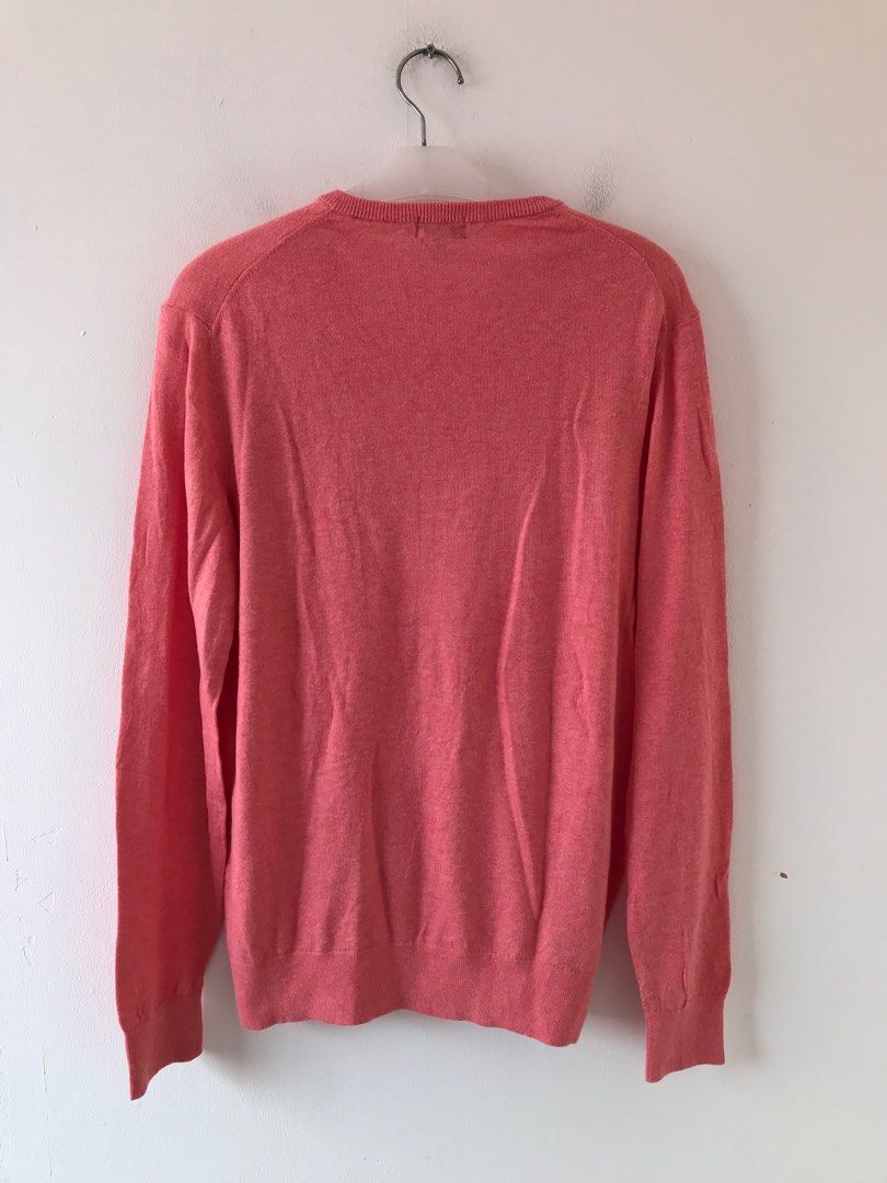 Uniqlo Knit Sweater V neck long Sleeve Pink M