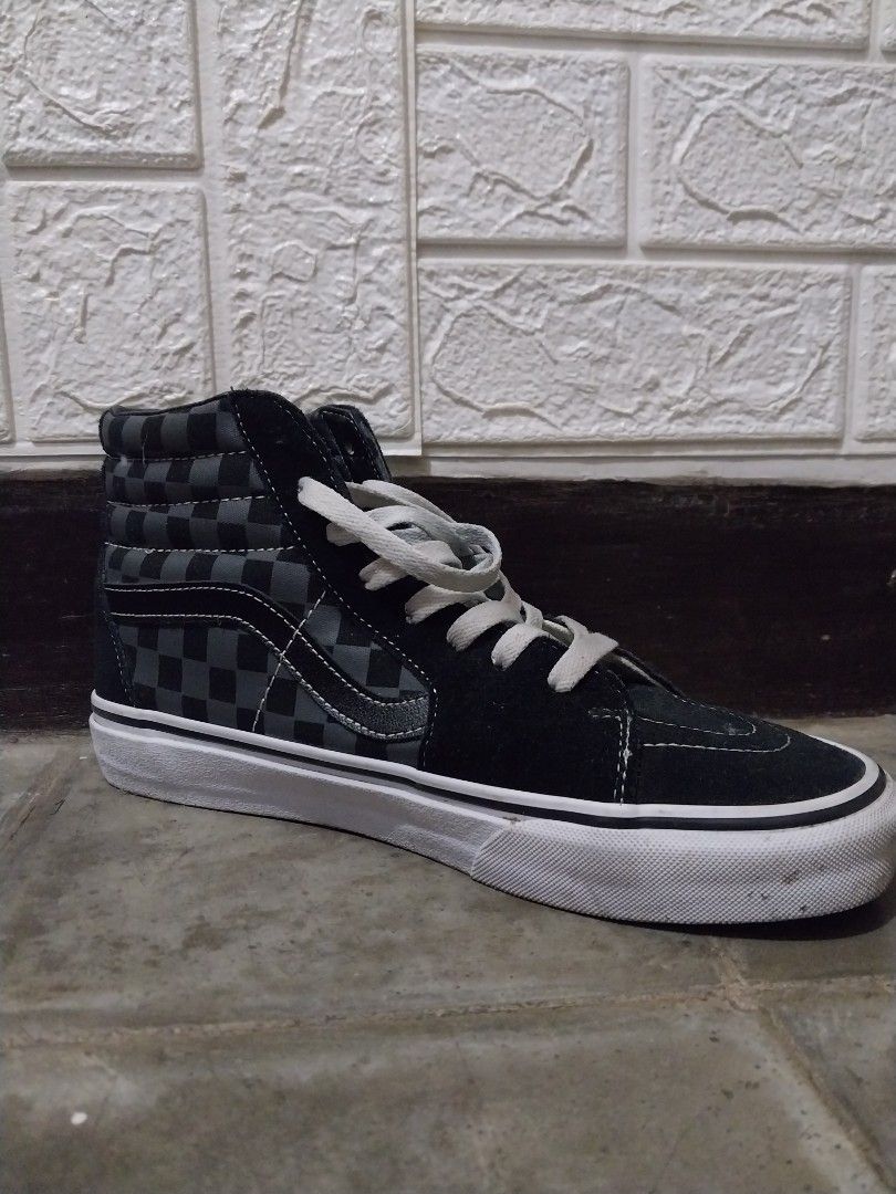 Vans sk8 hi on sale black pewter checkerboard
