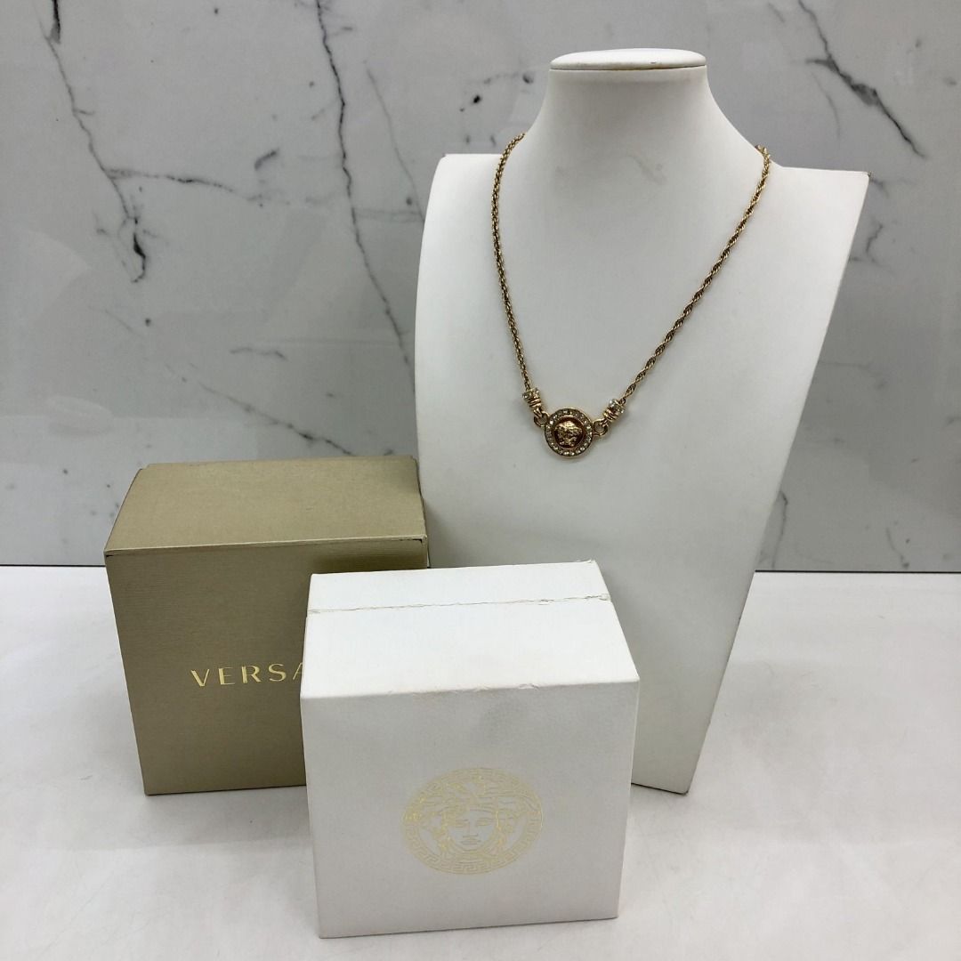 Versace gold medusa necklace deals