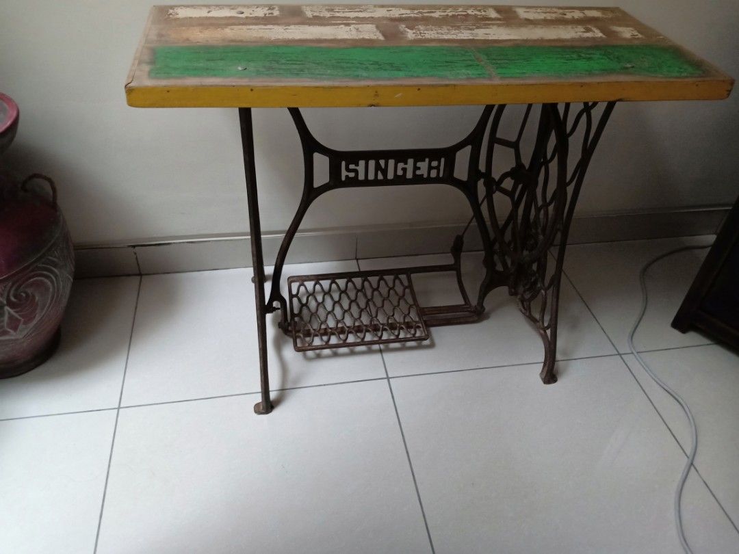 Vintafe sewing machine side table, Furniture & Home Living, Home Decor