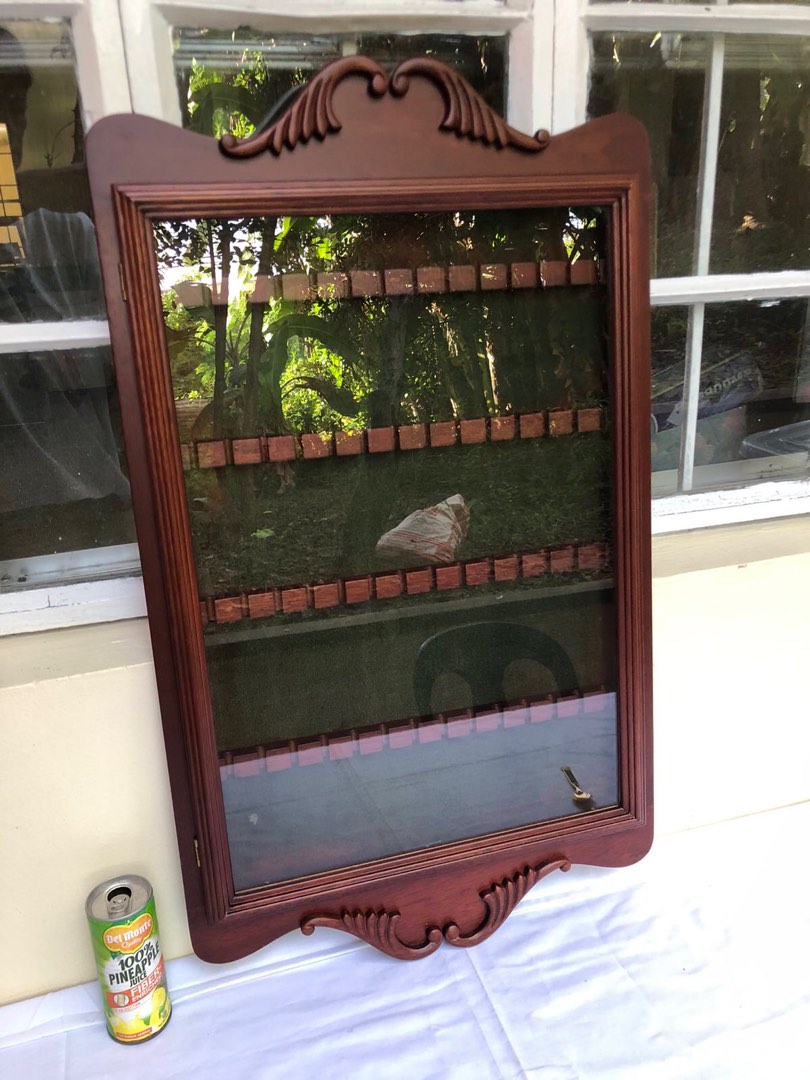 Vintage 56 Teaspoon Wooden Display Case Rack Holder Wall with