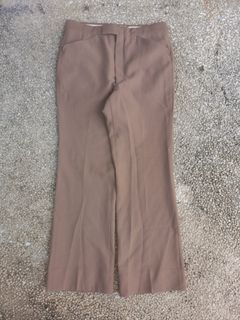 Vintage Mocha Textured Flare Trousers