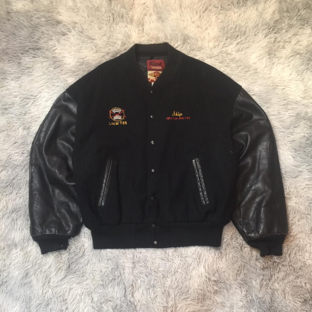 Vintage Reed sport leather wool varsity jacket, Men's Fashion, Coats ...