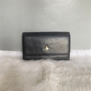 Vivienne Westwood Black Leather Long Bifold Wallet