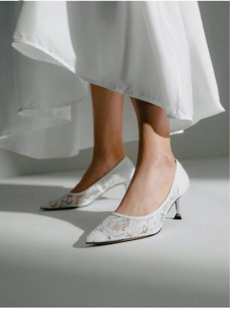 Wedding collection Lace Sculptural Heels Women s Fashion