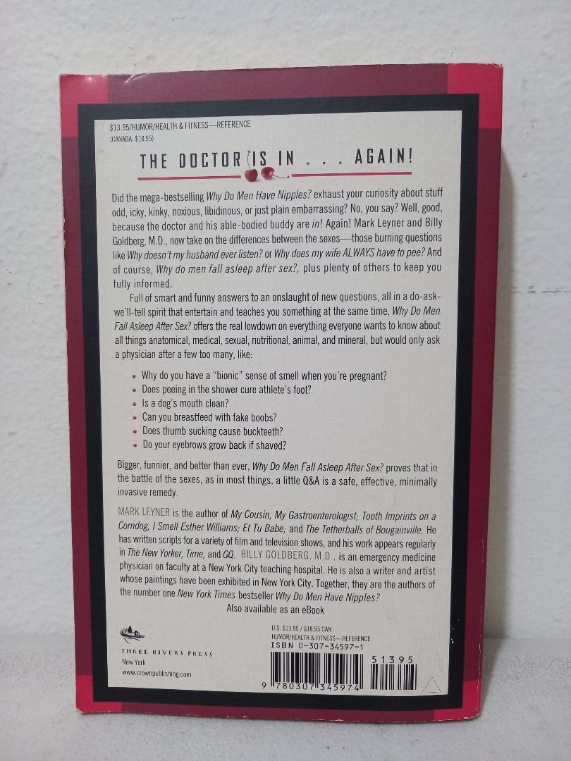 Why Do Men Fall Asleep After Sex By Mark Leyner And Billy Goldberg Hobbies And Toys Books 0156