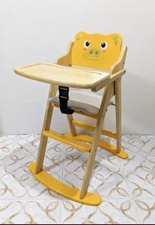 Wooden Pig Character High Chair