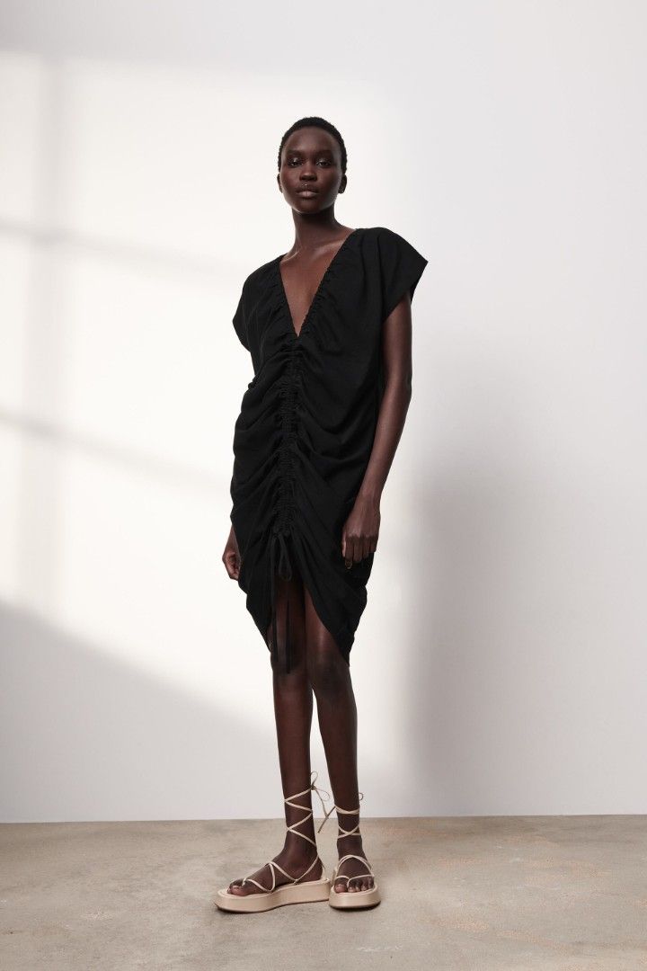 Gathered dress zara discount