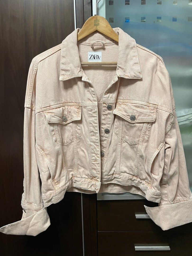 ZARA Oversized Baby Pink Denim Jacket