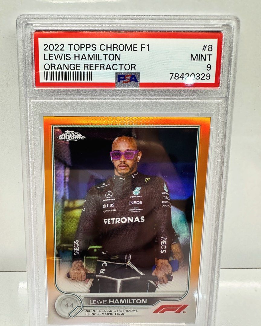 2022 f1 chrome Lewis Hamilton /25 orange PSA9, Hobbies & Toys 