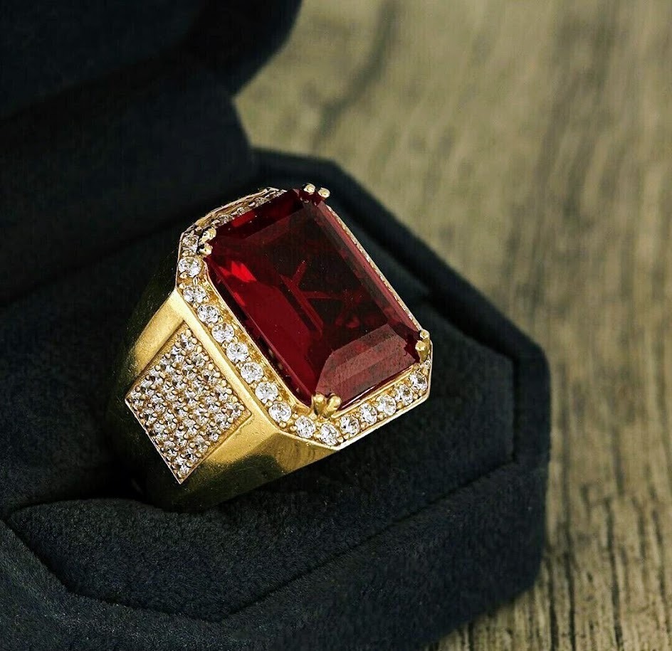 Red diamond discount ring mens