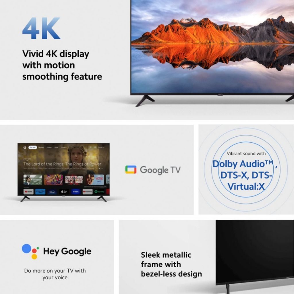 TV LED 43  Xiaomi TV P1E, UHD 4K, Smart TV, HDR10, Google