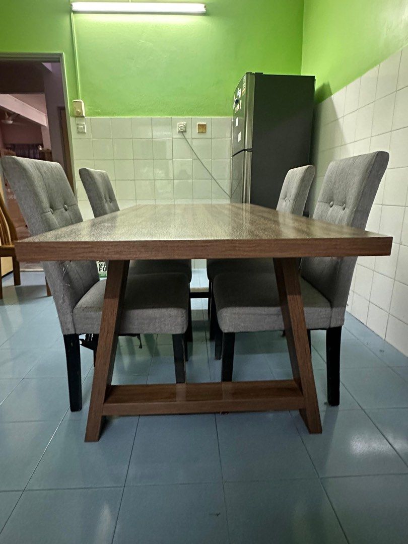 6 seater large SSF Dining Table + Cushion chair, Furniture & Home