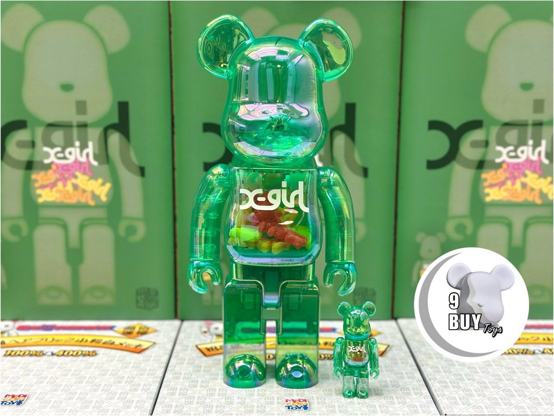 BE@RBRICK X-girl CLEAR GREEN Ver. 新品未開封 待望 - 彫刻・オブジェ