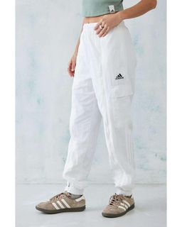 White Baggy Track Pants with slits