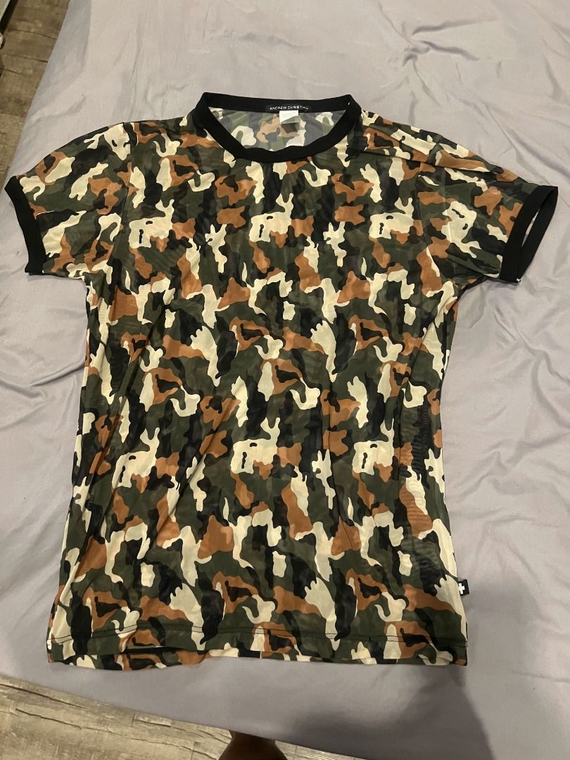 relaxed fit midweight long sleeve camo flag graphic t shirt
