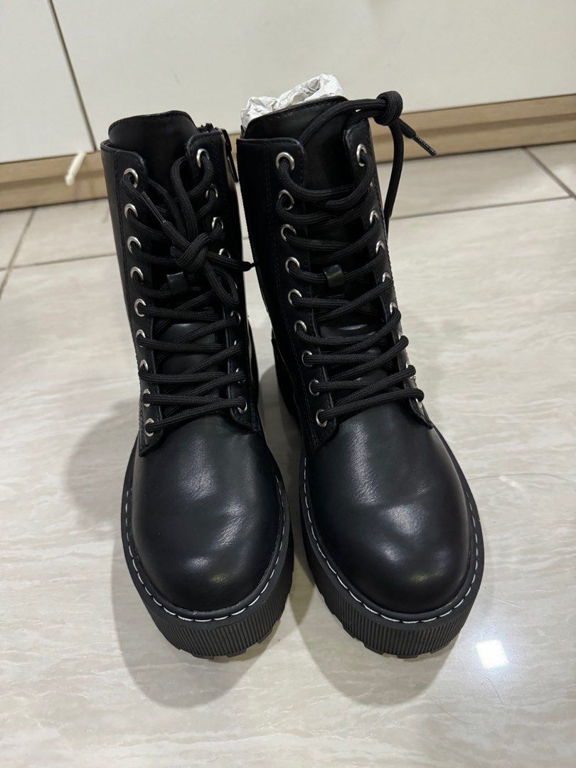 Authentic H M Chunky Combat Boots Women s Fashion Footwear Boots on Carousell