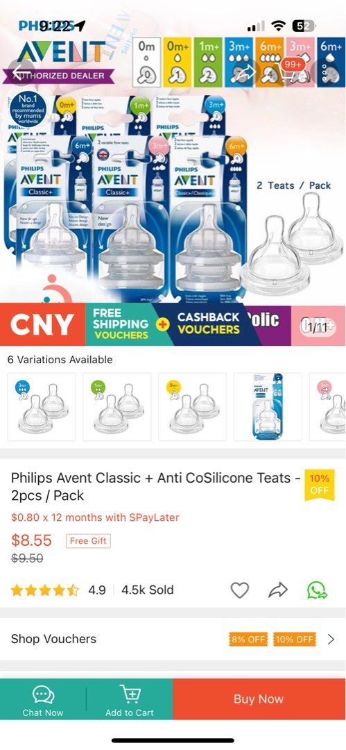 Avent store teats sizes